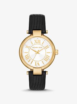Laney Gold-Tone and Lizard Embossed Leather Watch