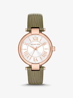 Laney Rose Gold-Tone and Lizard Embossed Leather Watch