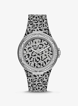 Oversized Lennox Animal Pavé Silver-Tone Watch