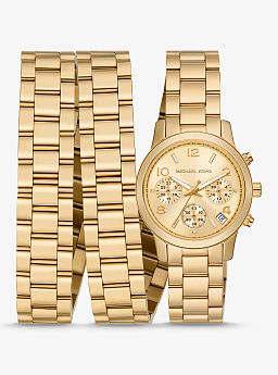 Runway 18K Gold-Plated Stainless Steel Triple Wrap Watch