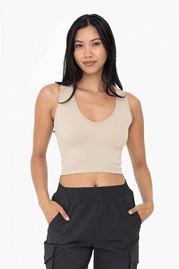 Ribbed V-Neck Crop